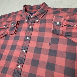 Ralph Lauren Shirt Men 2XB Double Faced Buffalo Check Flannel Untucked Fit